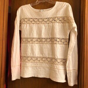 Sundance Ivory Cotton & Beige Lace Top  - Size XS
